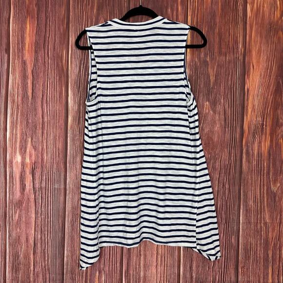 Chicos Womens Blue White Stripe tunic Tank Top Cotton Modal Size 1 / Medium - Picture 2 of 6